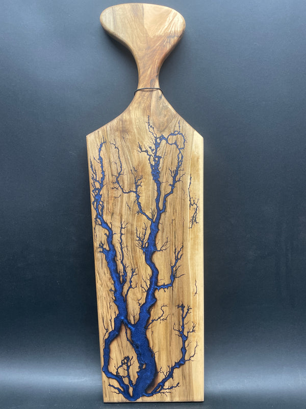 Maple Blue Fractal Burned Charcuterie Board #53