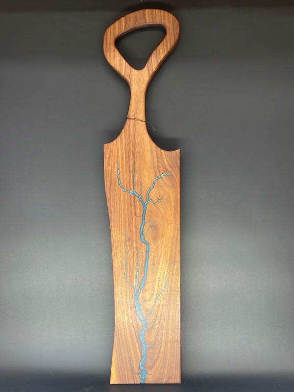 Walnut Blue Fractal Burned Charcuterie Board #32