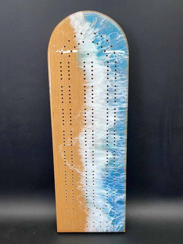 Beech Ocean Cribbage Board C03