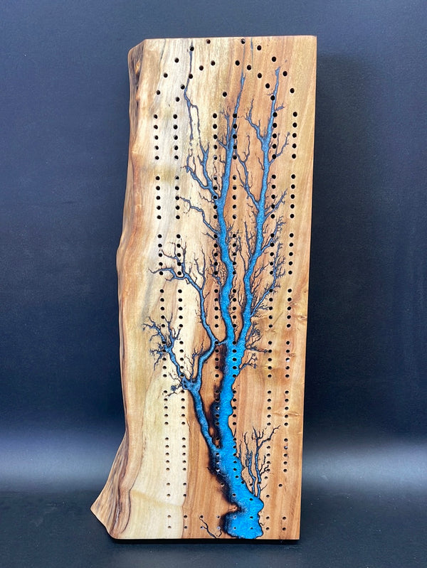 Cottonwood Fractal Burned Cribbage Board C10