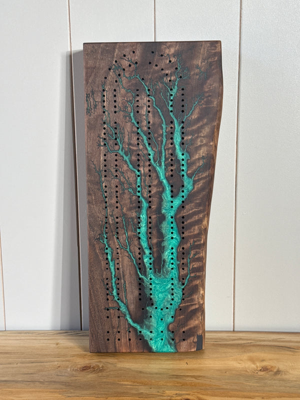 Fractal Burned Cribbage Board #104