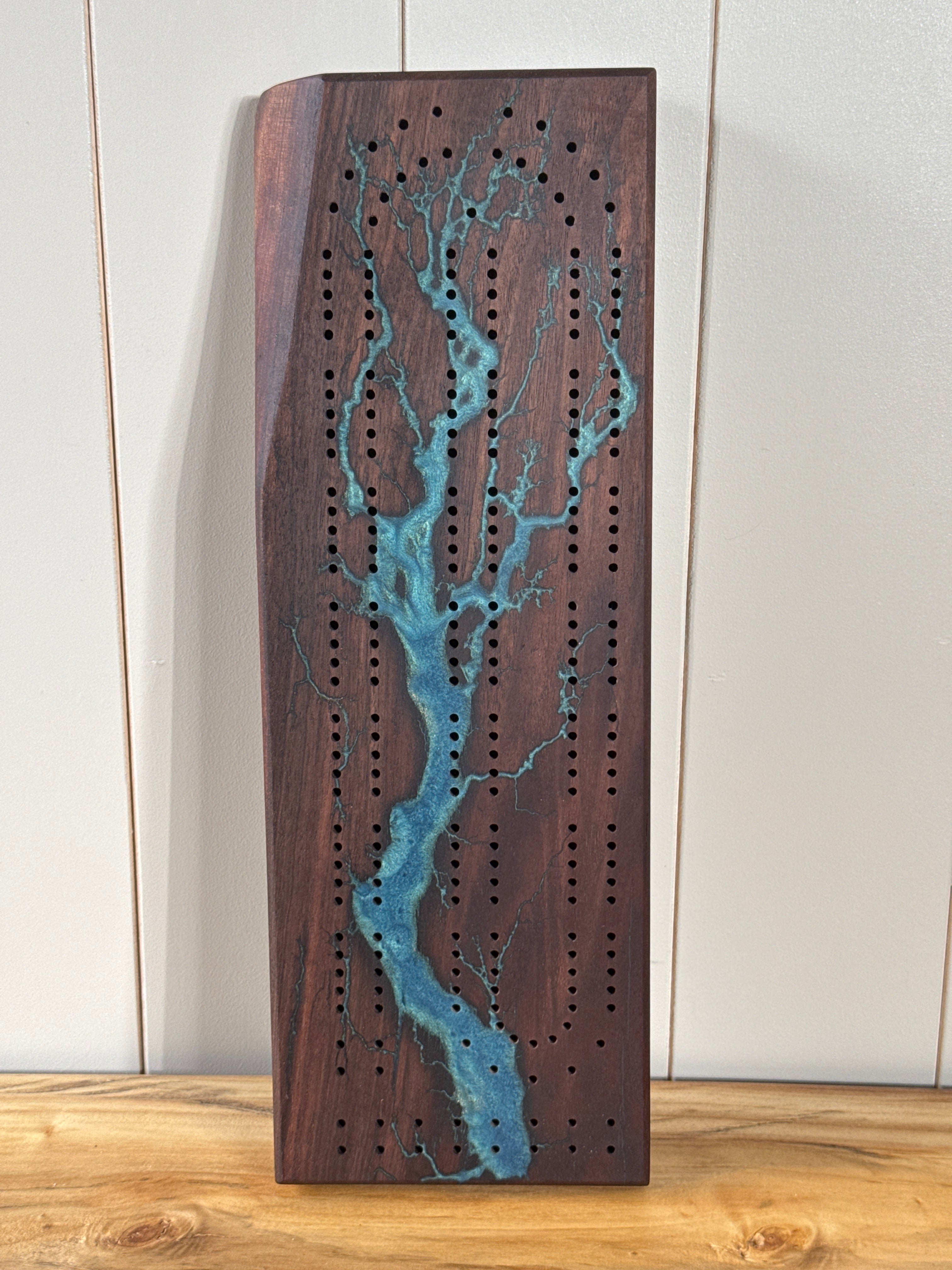 Fractal Burned Cribbage Board