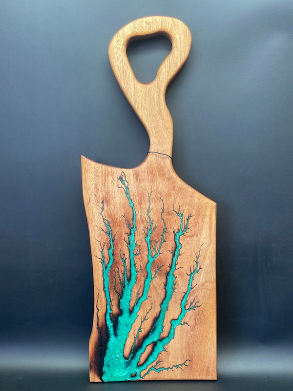 Mahogany Green Fractal Burned Charcuterie Board #4