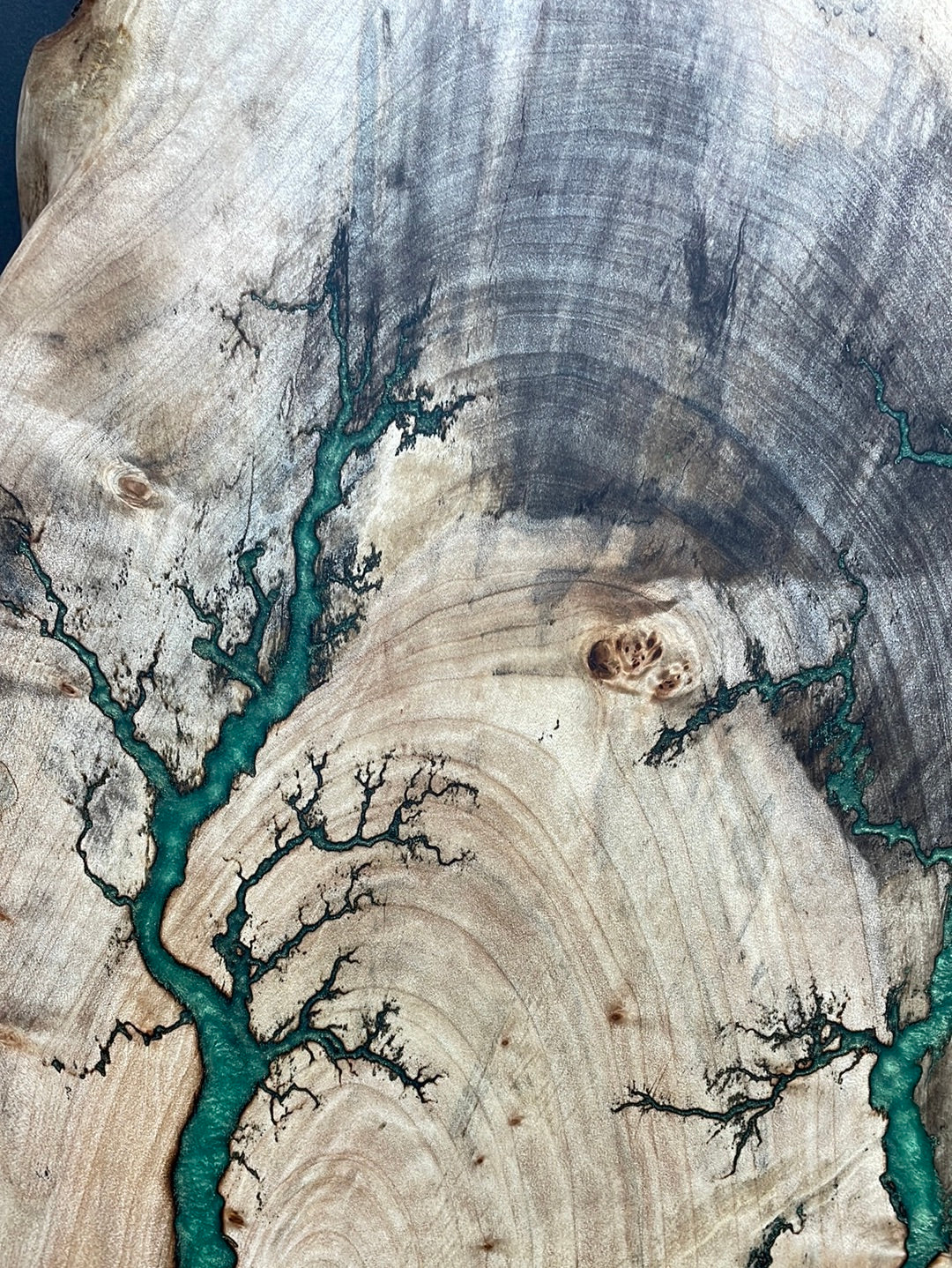 Live Edge Spaled Maple Green Fractal Burned Charcuterie Board #10
