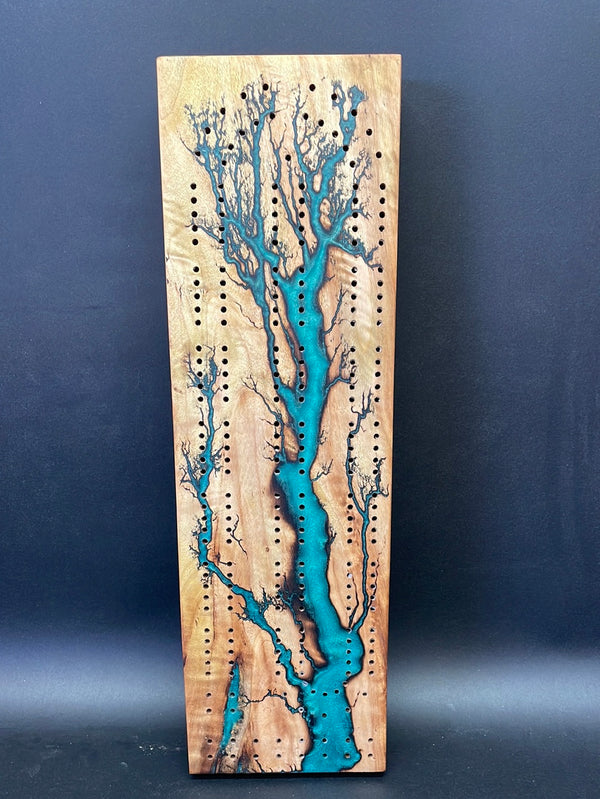 Cottonwood Fractal Burned Cribbage Board C09