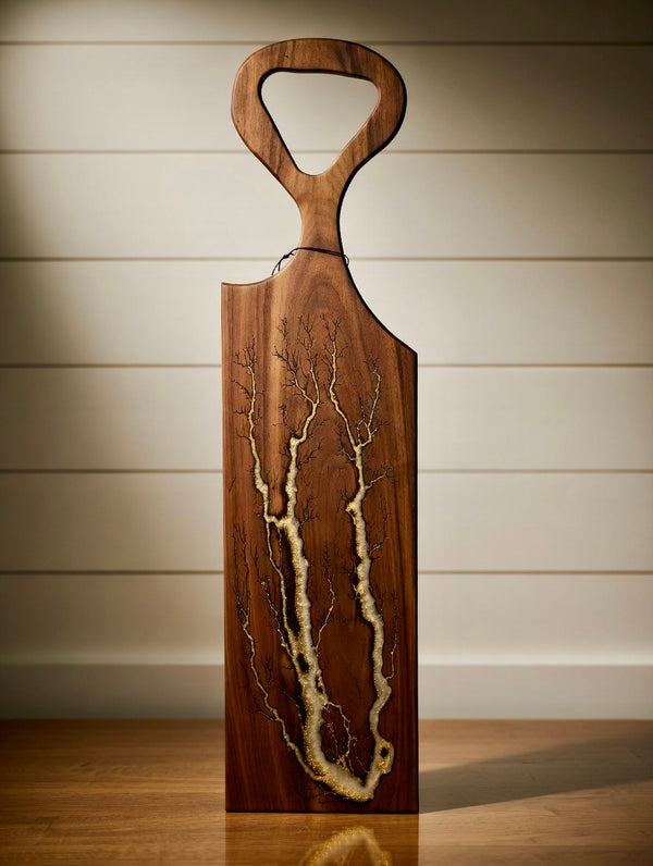 Walnut White Gold Fractal Burned Charcuterie Board #20