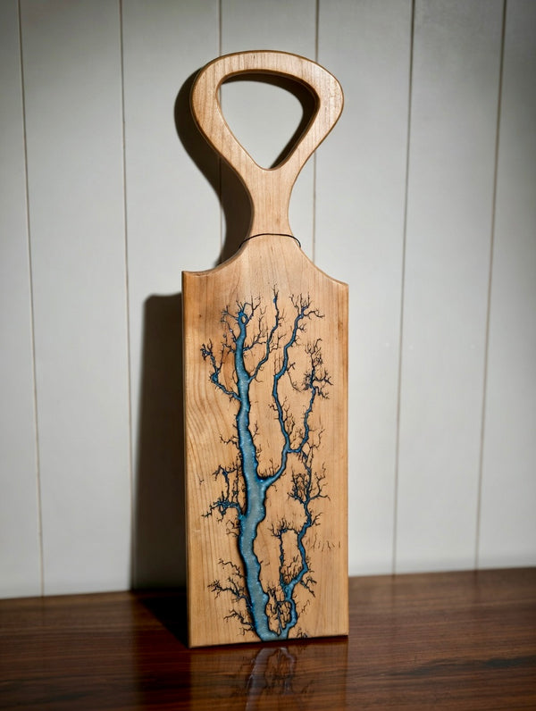 Maple Baby Blue Fractal Burned Charcuterie Board #17