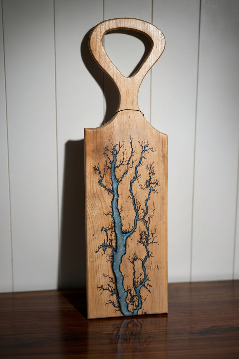 Maple Baby Blue Fractal Burned Charcuterie Board #17