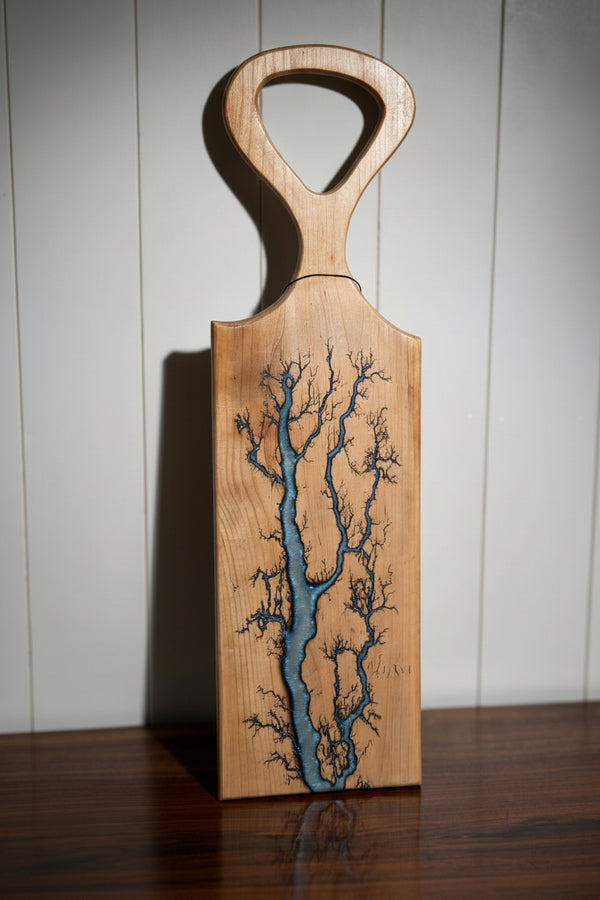 Maple Baby Blue Fractal Burned Charcuterie Board #17