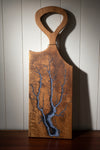 Oak Blue Fractal Burned Charcuterie Board #19