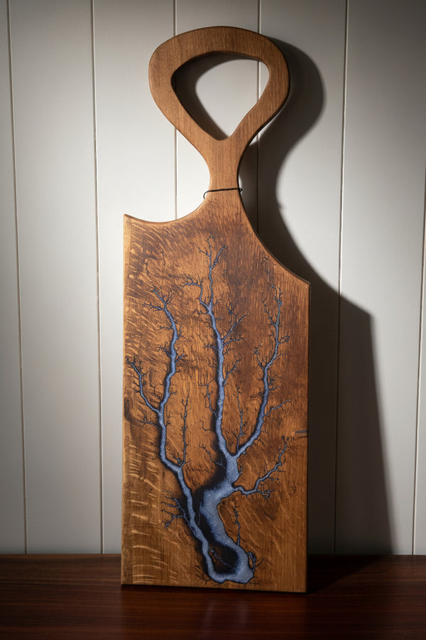 Oak Blue Fractal Burned Charcuterie Board #19