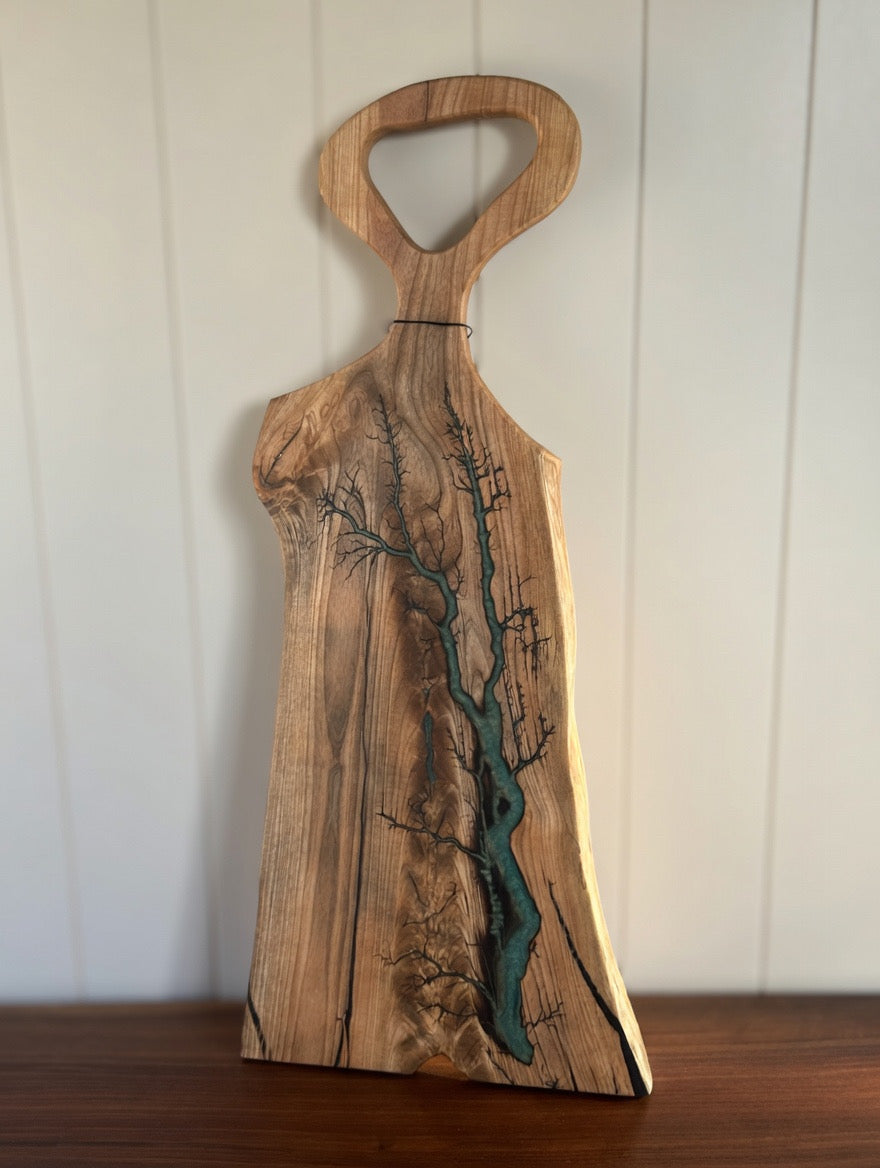 Ash Live Edge Fractal Burned Charcuterie Board #33