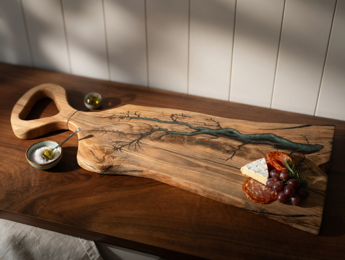 Ash Live Edge Fractal Burned Charcuterie Board #33