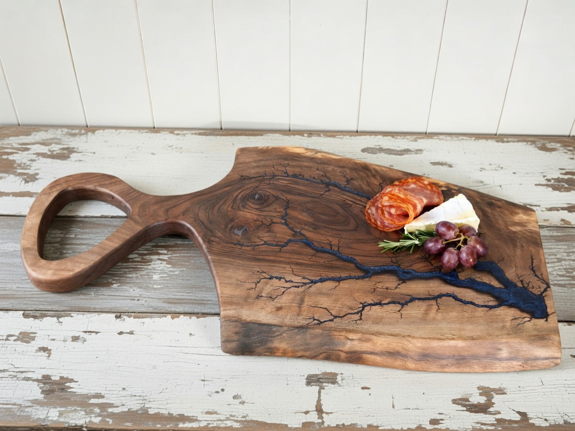 Live Edge Fractal Burned Charcuterie board #53