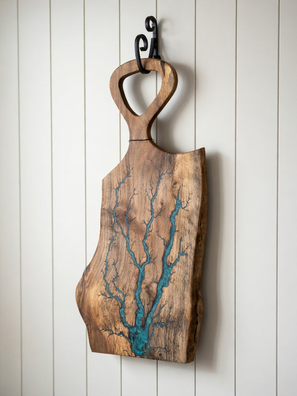 Live Edge Fractal Burned Charcuterie board #55
