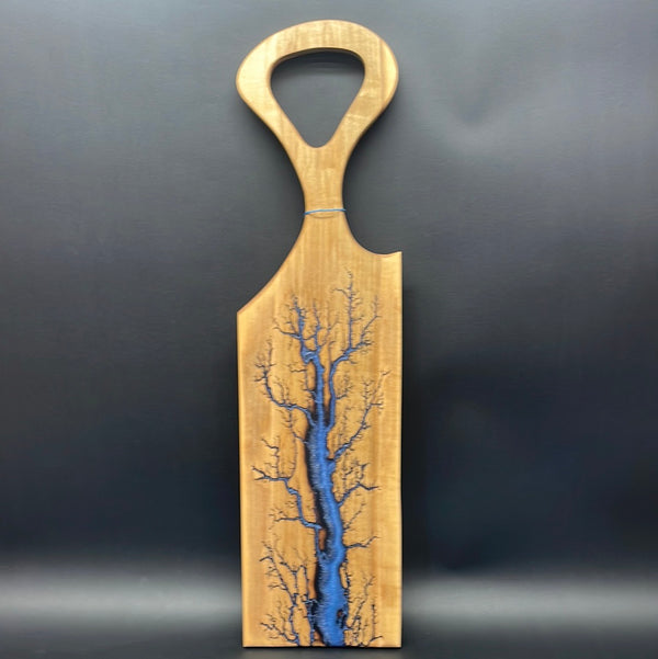 Maple Blue Sparkle Fractal Burned Charcuterie Board
