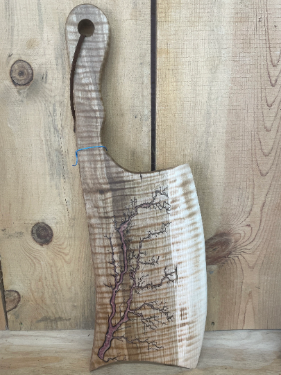 Maple Rose Gold Cleaver Fractal Burned Charcuterie Board