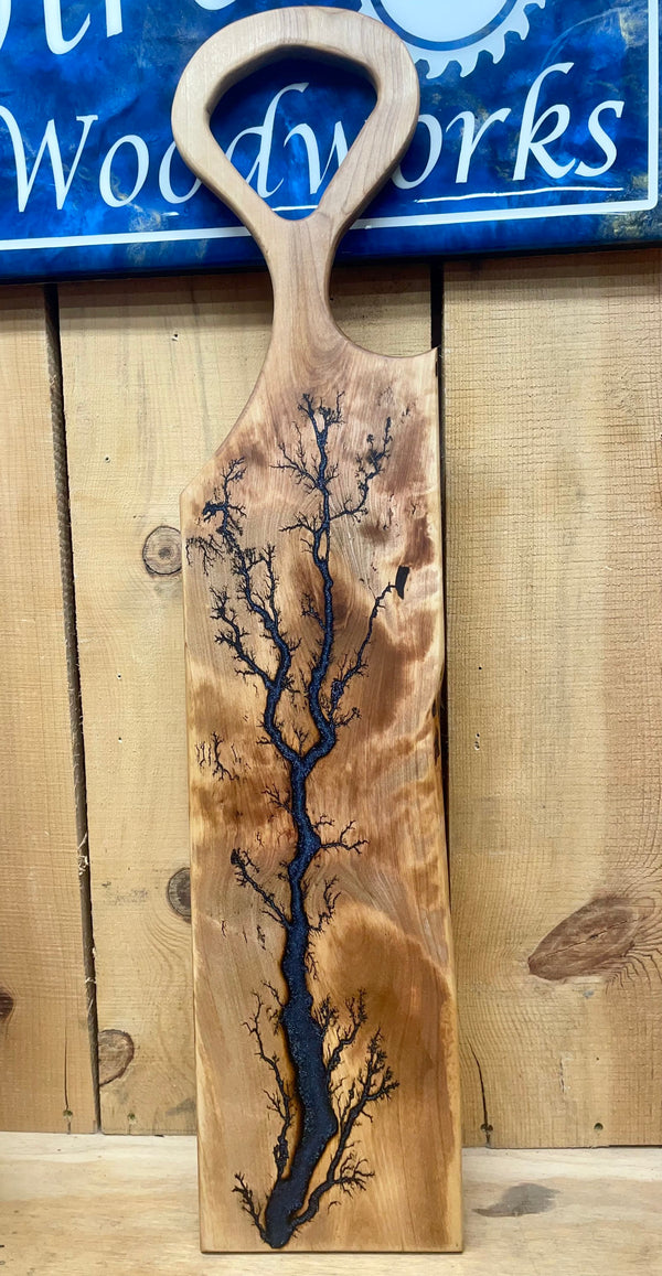 Red Birch Blue Galaxy Fractal Burned Charcuterie Board