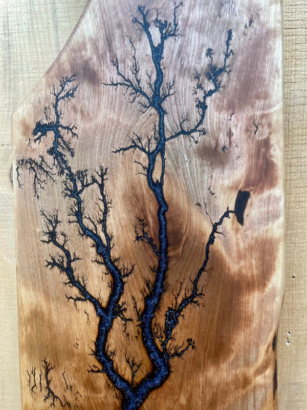 Red Birch Blue Galaxy Fractal Burned Charcuterie Board