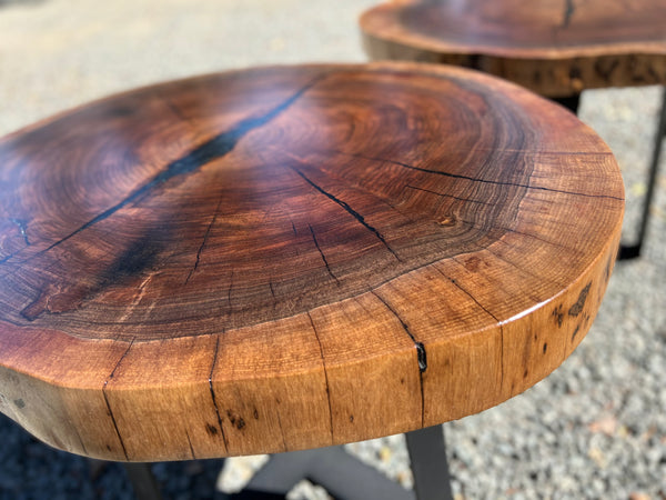 Pair of Black Walnut Round End Tables