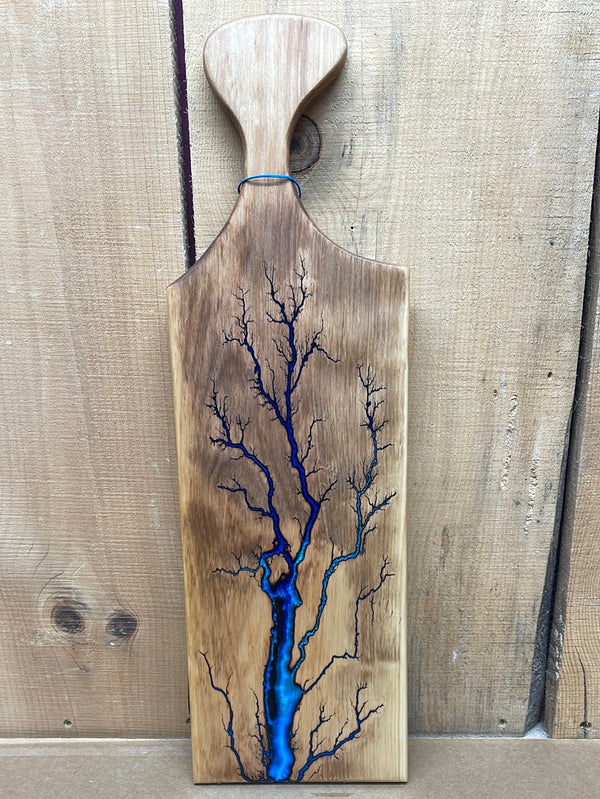 Red Birch Blue Fractal Burned Charcuterie Board