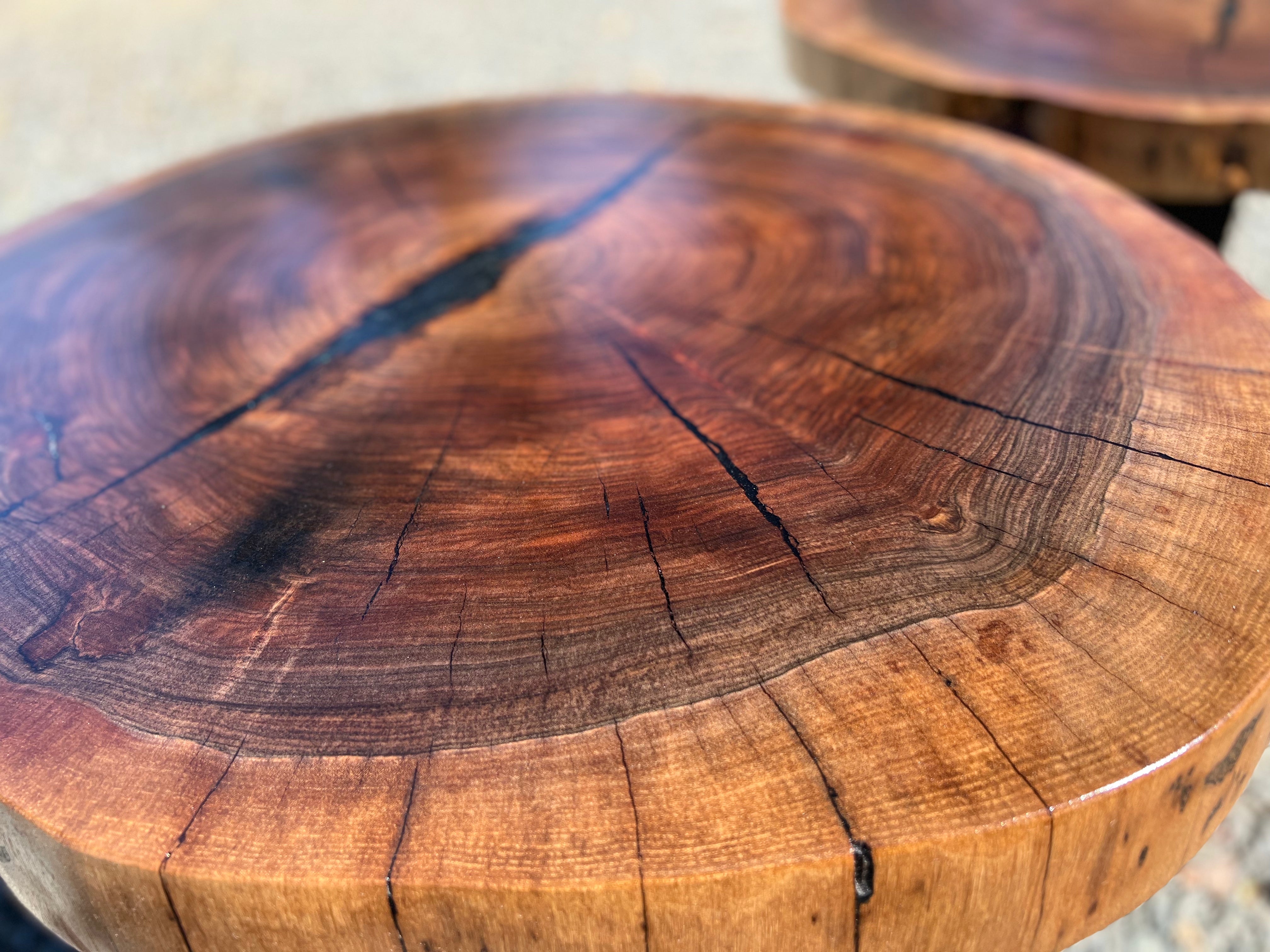 Pair of Black Walnut Round End Tables