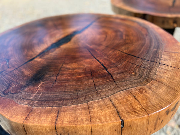 Pair of Black Walnut Round End Tables