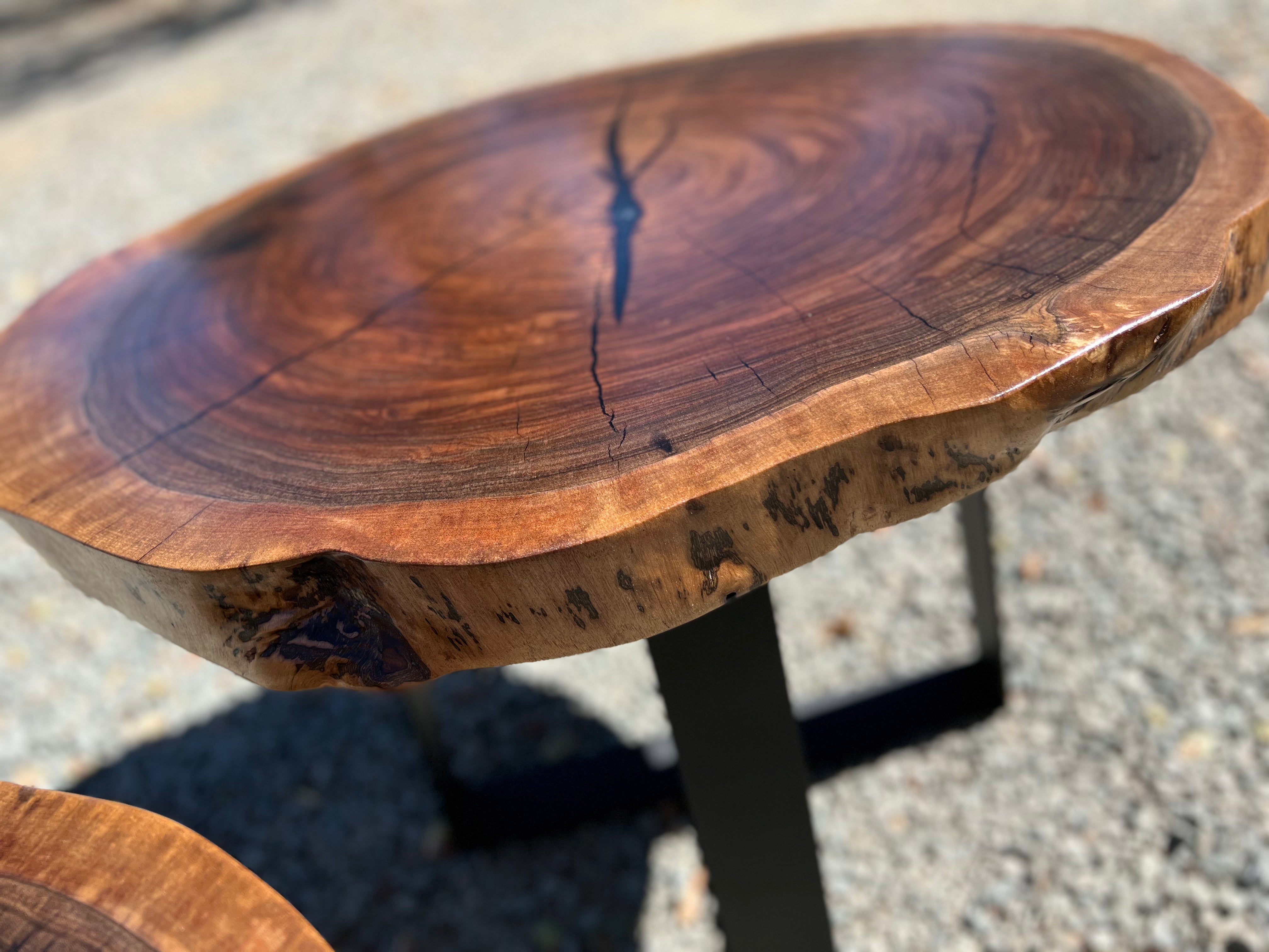 Pair of Black Walnut Round End Tables