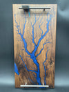 Walnut Blue Fractal Burned Serving Tray