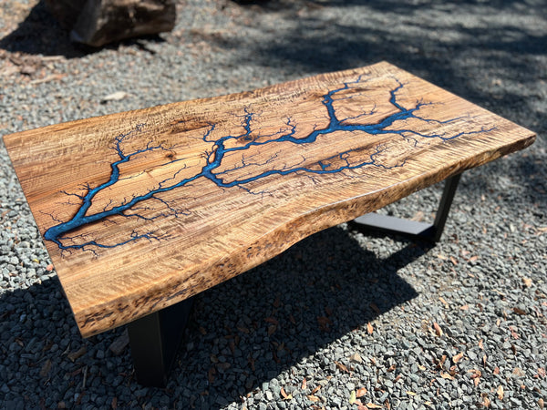 Walnut Blue Fractal Burned Coffee Table