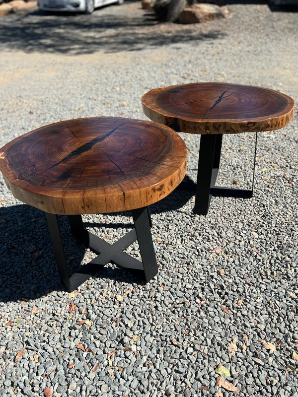 Pair of Black Walnut Round End Tables