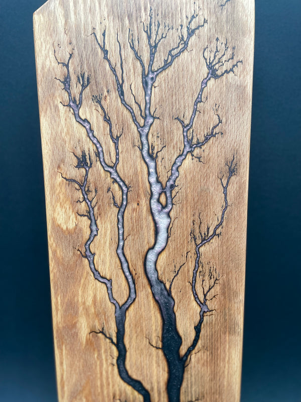 Beech Black to Ghost Red Fractal Burned Charcuterie Board