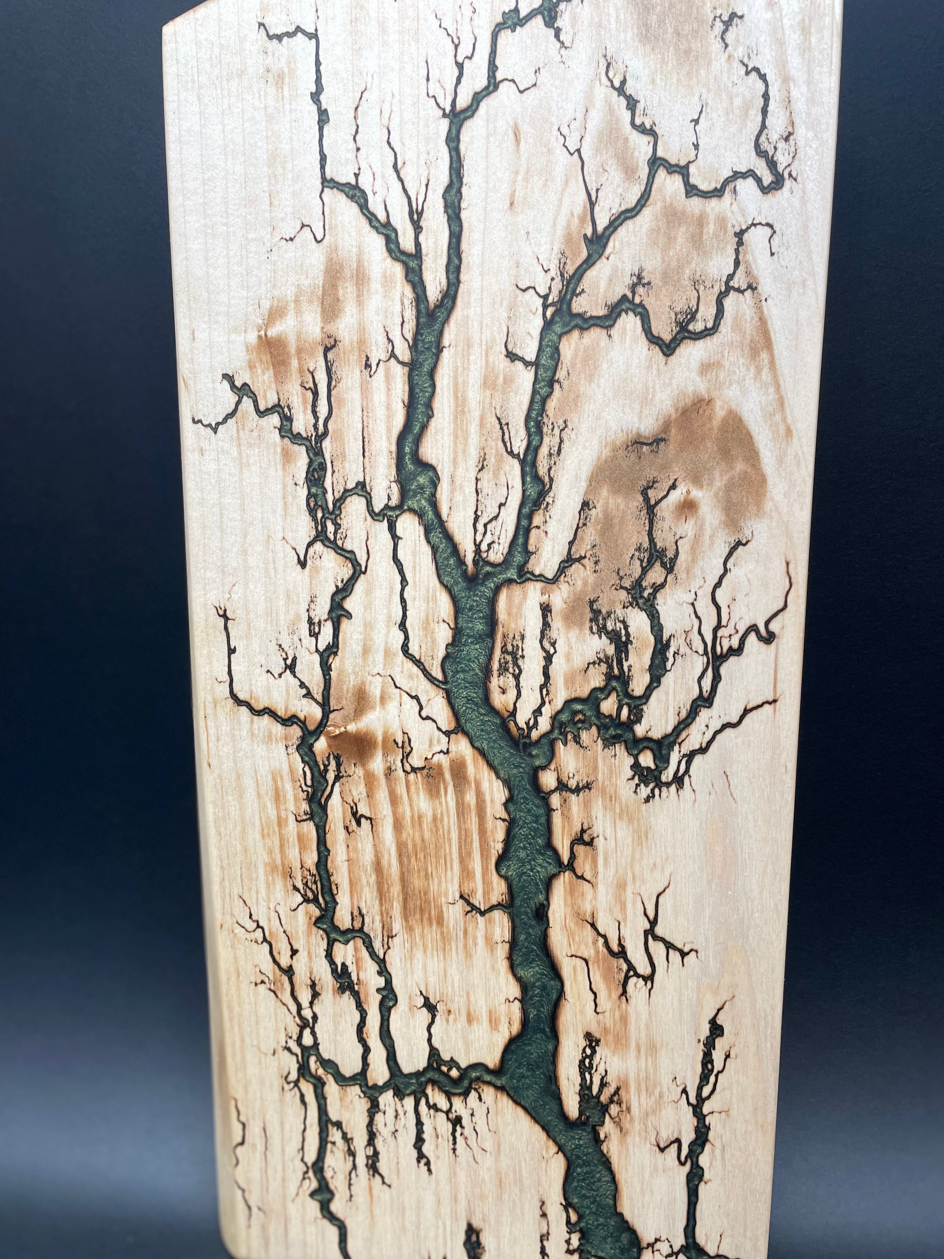 Maple Green Olive Fractal Burned Charcuterie Board