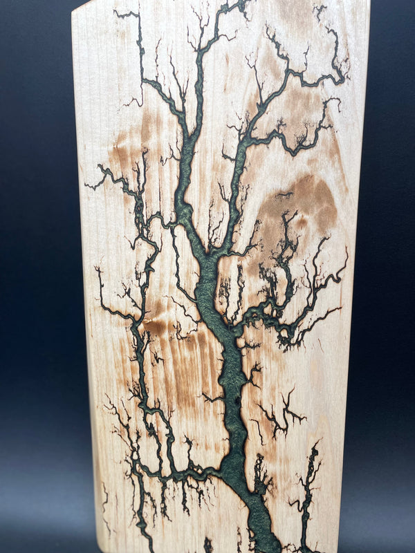Maple Green Olive Fractal Burned Charcuterie Board