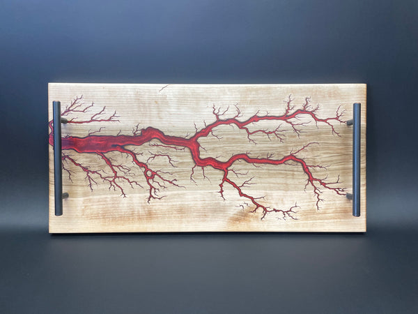 Maple Red Fractal Burned Serving Tray