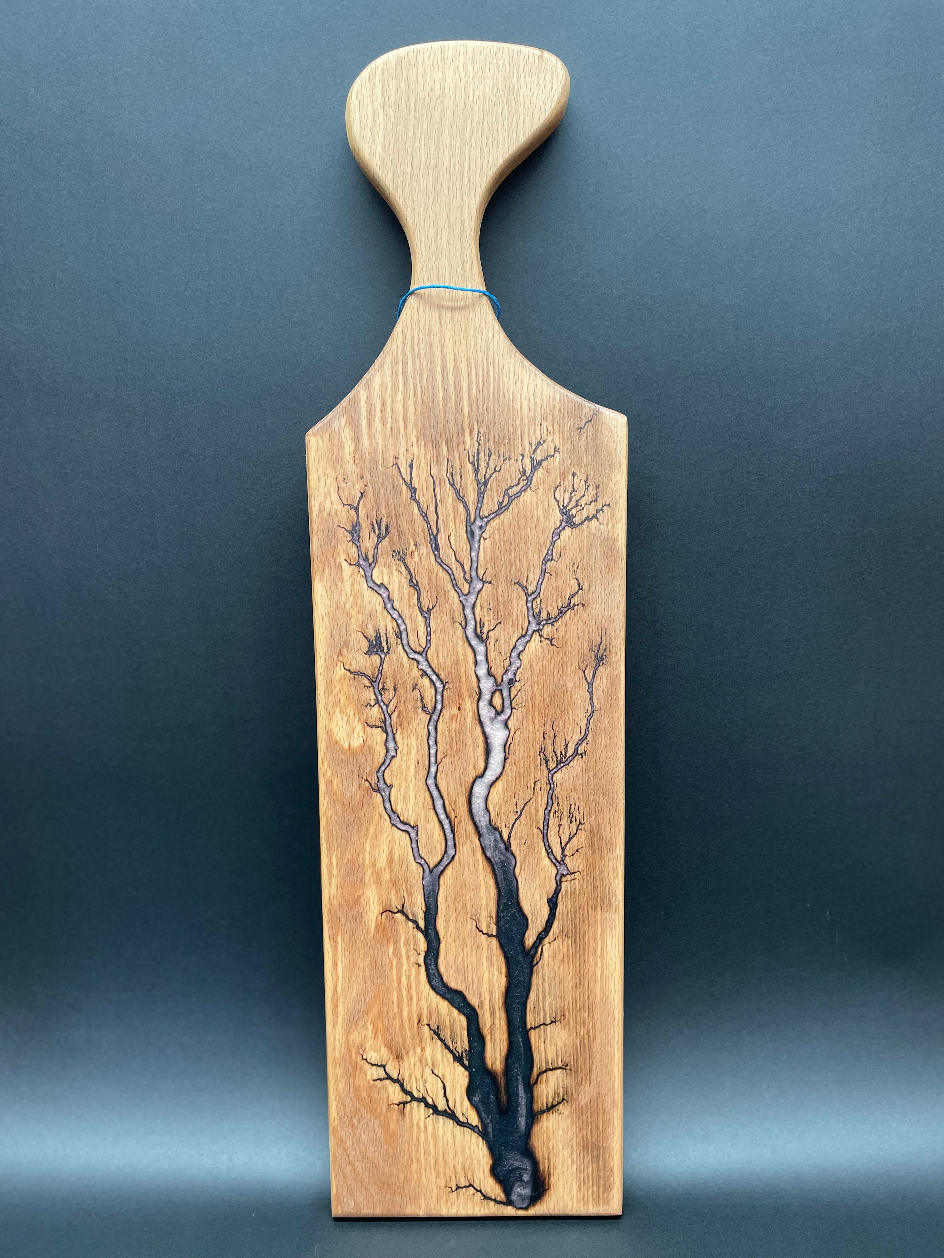 Beech Black to Ghost Red Fractal Burned Charcuterie Board