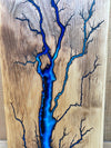 Red Birch Blue Fractal Burned Charcuterie Board