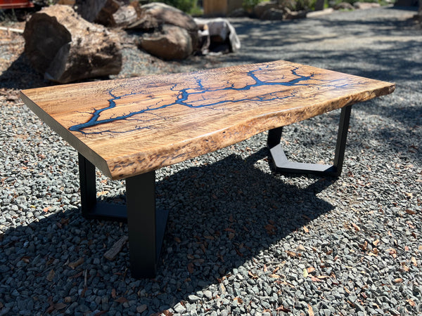 Walnut Blue Fractal Burned Coffee Table Walnut Blue Fractal Burned Coffee Table