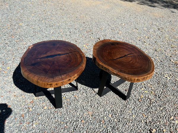 Pair of Black Walnut Round End Tables